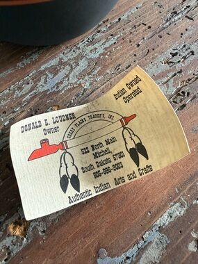 Vintage Sioux Pottery Vase, Signed Red Feather, Black & Terracotta Carved Design